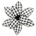 POINSETTIA HEAD BLACK / WHITE 11.5" PLAID W/CLIP