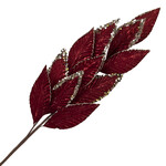 SPRAY LEAVES VELVET 26.5" BURGUNDY W/ CHAMP GLITTER BORDER