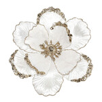 Velvet White Magnolia w/Glitter Edge  8.5" W/CLIP