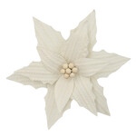 POINSETTIA HEAD IVORY 12" FABRIC W/ CLIP