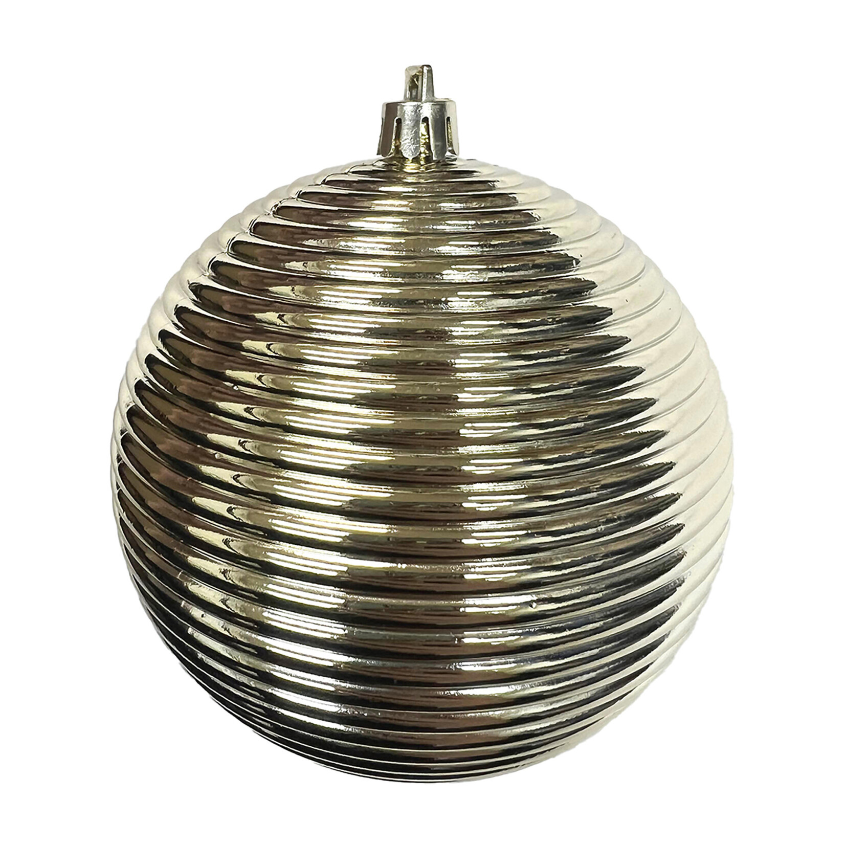 Ribbed Shiny Gold Ball Ornament 100mm