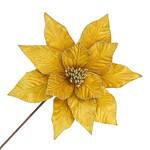 POINSETTIA STEM old GOLD 12" VELVET W/ 20" STEM