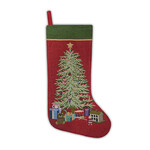 STOCKING 19" RED W/ TAPESTRY, CHRISTMAS & GIFTS DESIGN