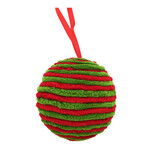 BALL RED/GREEN FUR FABRIC 3" RIBBED
