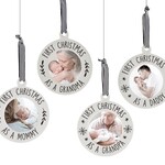 First Christmas Frame Ornament w/sentiment, 4 asst.