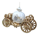 5" Orn White/Gold Carriage 3D w/Gold Glitter