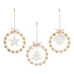 Beaded Bracelet Ornament w/ Metal Charm, 3 Asst.