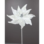 22" White/Silver Poinsettia Pick