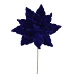 22" Royal Blue Velvet poinsettia Pick