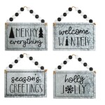 Beaded Christmas Ornament w/ Sentiment, 4 Asst.