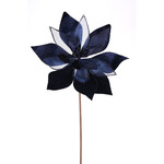 22" Satin Sheer Poinsettia Stem -Midnight Blue