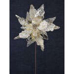 22" Champagne Velvet Sheer poinsettia Pick