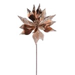22" Brown Metallic Poinsettia Pick