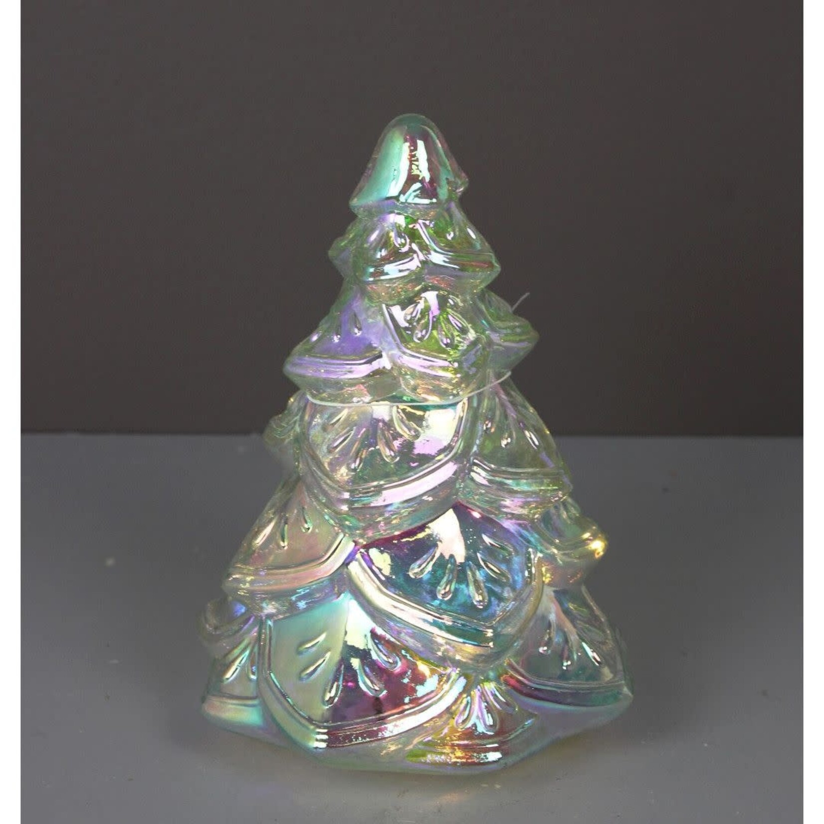 9.5" Glass Christmas Tree Lighted - Irridescent