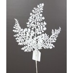 13.5" White Glitter Fern Pick