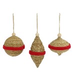 Natural/ Red Jute Ornament 3Asst.