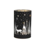LED Black Glass Cylinder  (REINDEER)