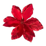 10.5" Red Poinsettia Velvet W/ Glitter Edge & Clip