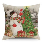 Cushion Decorative Snowman w/Xmas Tree Scene 16"x16"