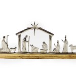 Aluminum Nativity Scene on Wooden Base