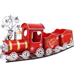 Metal Red Christmas Train on Track Decor.