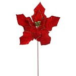 13" Red/Green Velvet Poinsettia pick