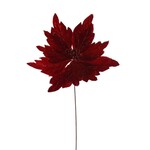 19" Red Velvet Glitter Poinsettia Stem