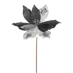 19" Grey/White Poinsettia Pick