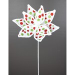 19" White w/Red&Green Dots Poinsettia Pick