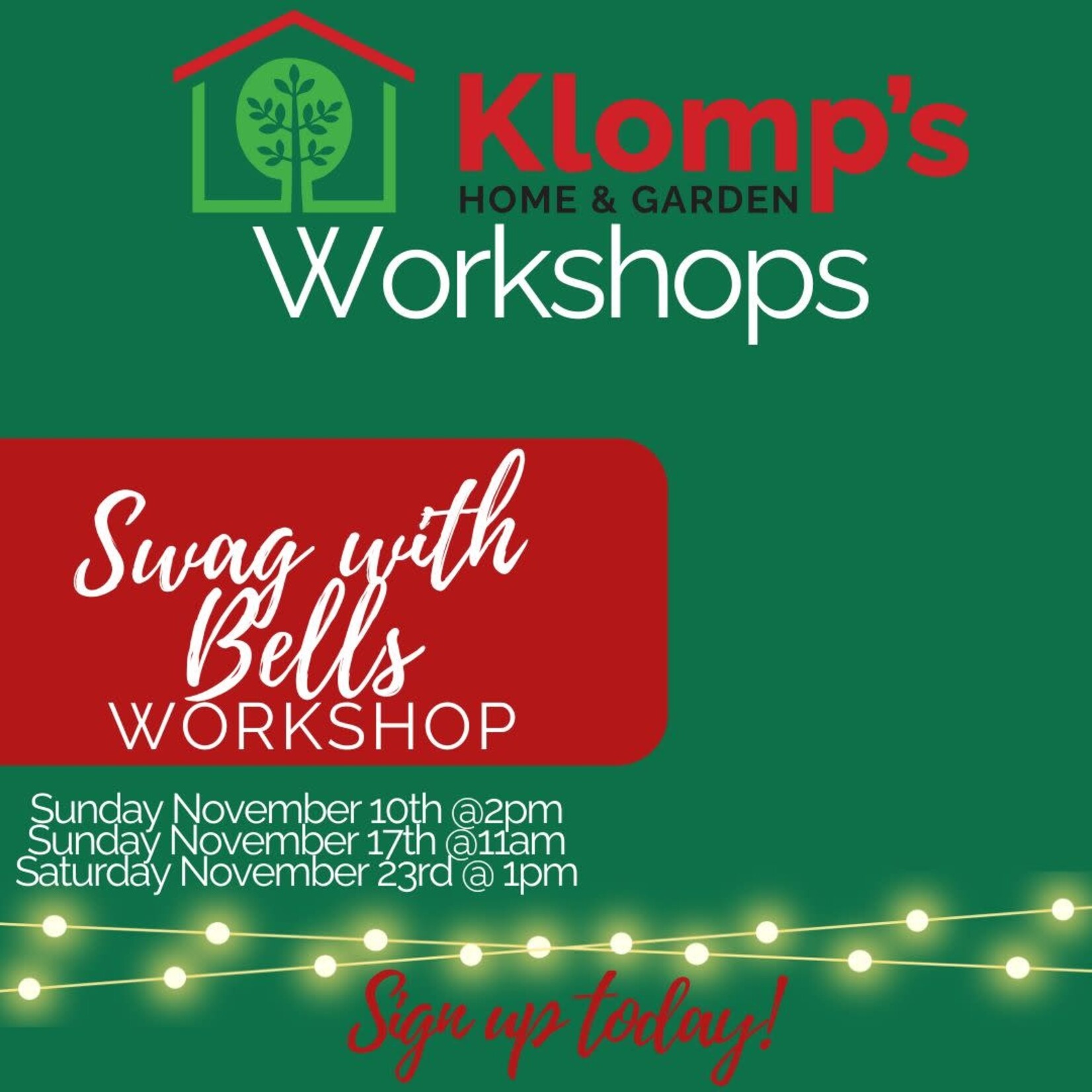 Saturday | November 23rd, 2024 | 1pm | Swag with Bells Workshop