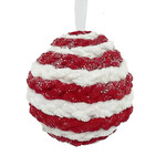 Ball Fabric Candy cane 4.5" w/Glitter
