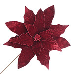 18" Burgundy Velvet Poinsettia w/24" Stem