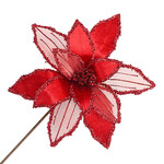 POINSETTIA STEM RED 12" HEAD VELVET SHEER W/ 20" STEM