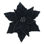 Black Poinsettia 11.5" VELVET W/ CLIP