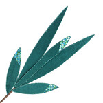 SPRAY LEAVES LONG 22.5" PEACOCK VELVET W/ GLITTER