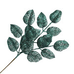 SPRAY LEAVES ROSE 22" EMERALD GREEN GLITTER
