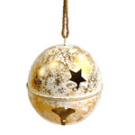 JINGLE BELL METAL 9.5" GOLD/WHITEWASH
