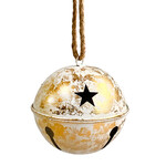 6.5" Metal Bell Gold/White w/Sisal Rope Hanger