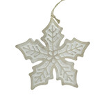 ORN WOODEN SNOWFLAKE 5.5" NATURAL/WHITEWASHED