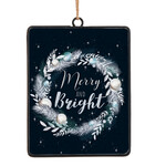 ORN METAL RECTANGULAR DISC 6" "MERRY & BRIGHT"