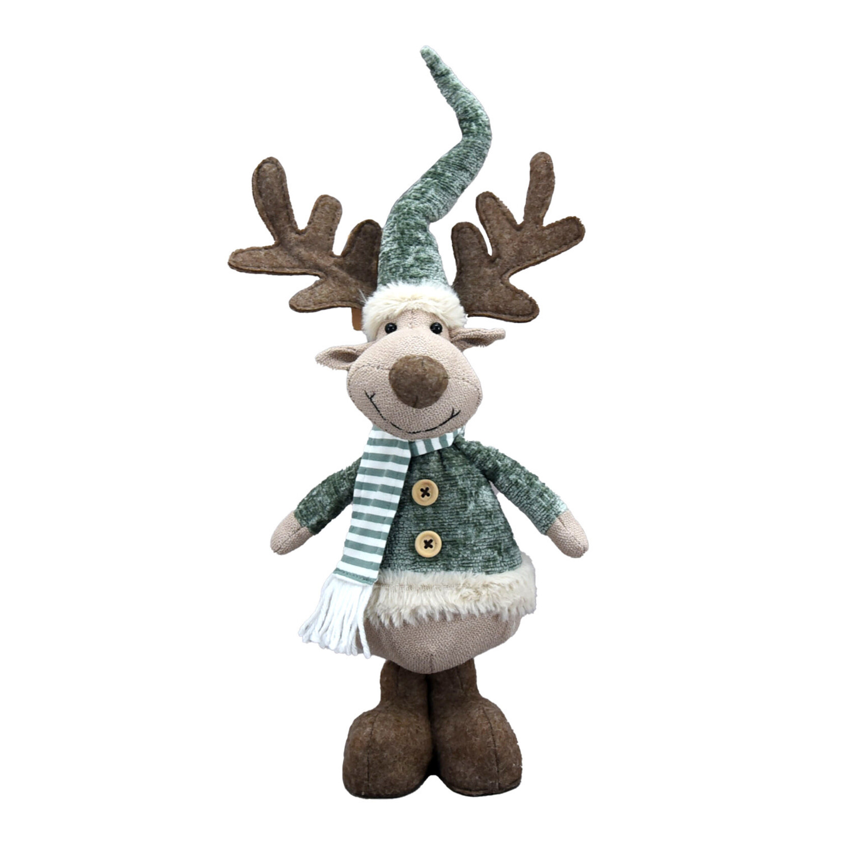 17.5" Moose Plush Standing BEIGE/ GREEN