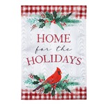 Home for the Holidays Cardinal Moire Garden Flag