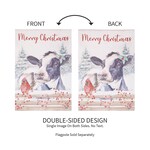 Farmhouse Cow and Cardinal Suede Garden Flag