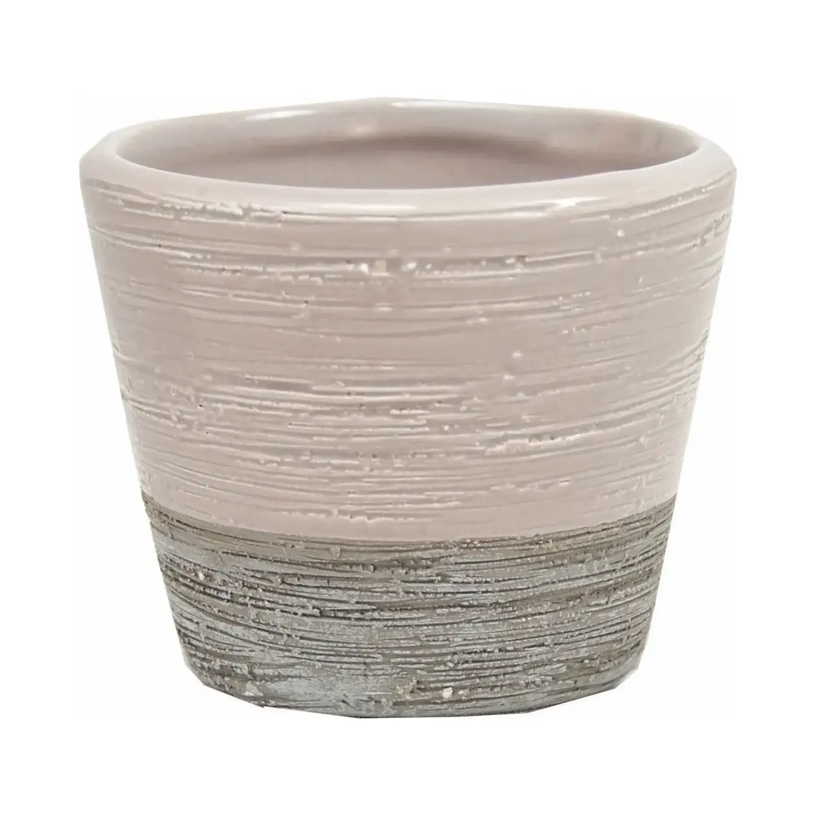 Cream/Grey Pot  2.4"H