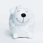 White Glazed Lamb Shaped Dolomite Container ( "Open) 4.3"X3.1"X3.9"H