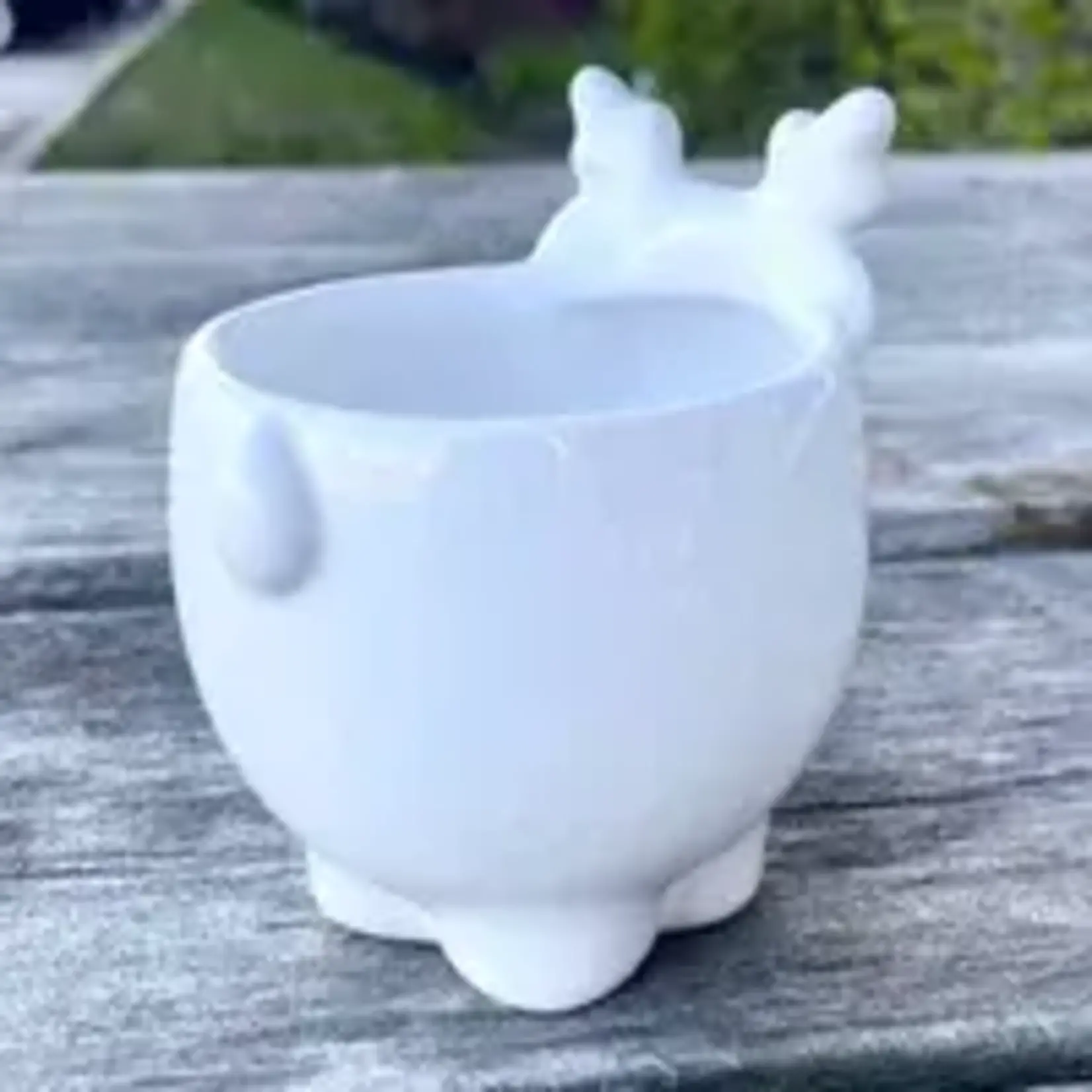 White Glazed Reindeer pot