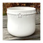4.7"DX4.1"H White Dolomite Container w/Star Detail