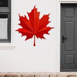 Large Red Metal Fall Maple Leaf Wall art
