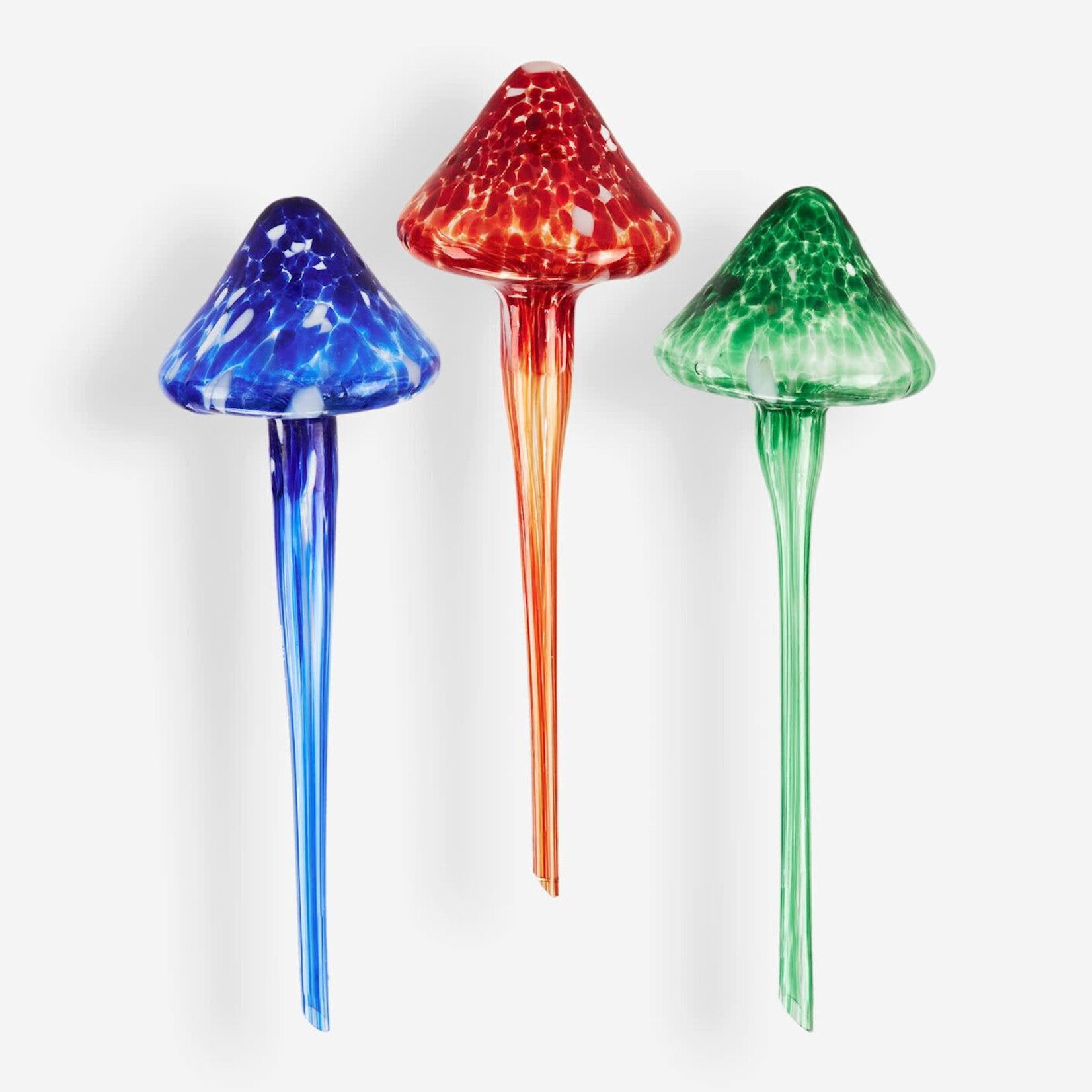 Glass Mushroom Watering Stake, 3 Asst.