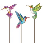 Glass Hummingbird Planter Picks, 3 Asst.